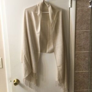Nordstrom Tissue Weight  Wool Cashmere Scarf Wrap  Shawl Oat Beige Lightweight